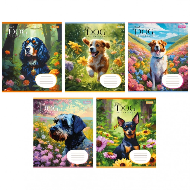 Тетрадь 1 вересня Floral dog А5 12 листов линия (766943) - изображение 1
