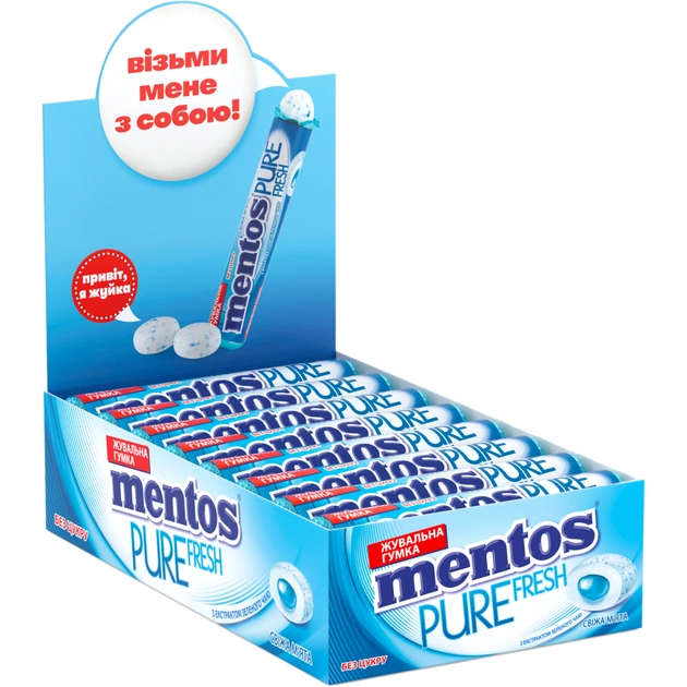 Жувальна гумка Mentos Pure Fresh зі смаком м'яти 15.57 г (8935001725428) - изображение 1