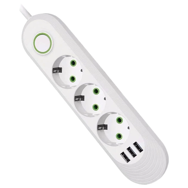 Сетевой фильтр питания Voltronic F03U, 3роз EU, 3*USB White (F03U-White) - изображение 1