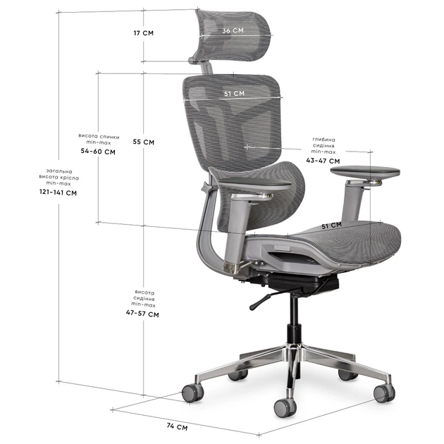 Офісне крісло Mealux S4 Air Grey (HF-S4 M/G) - зображення 10