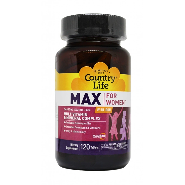 Мультивітамін Country Life Мультивітаміни і Мінерали для Жінок, Max for Women, 120 табл (CLF-08121) - зображення 1