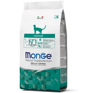 Сухий корм для кішок Monge Cat Hairball зі смаком курки, кукурудзи та рису 5 кг (8009470125548) зображення 1