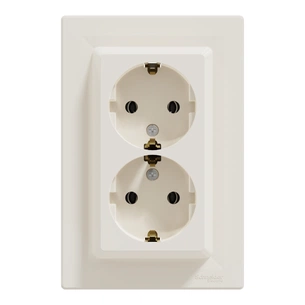 Розетка Schneider Electric ASFORA із заземленням подвійна крем 16А (EPH9900123) зображення 1