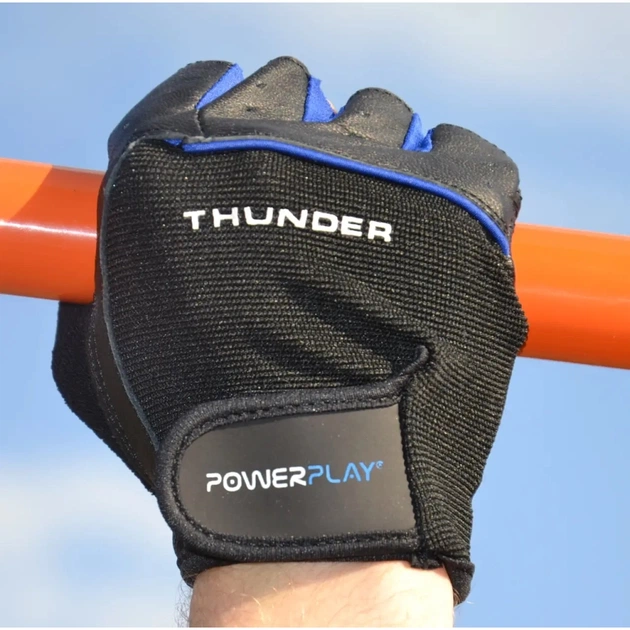 Рукавички для фітнесу PowerPlay 9058 Thunder чорно-сині M (PP_9058_M_Thunder) - picture 10