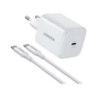 Зарядний пристрій UGREEN USB-C GaN 45W + cable USB-C to USB-C X524 white (65055) - зменшене зображення 1