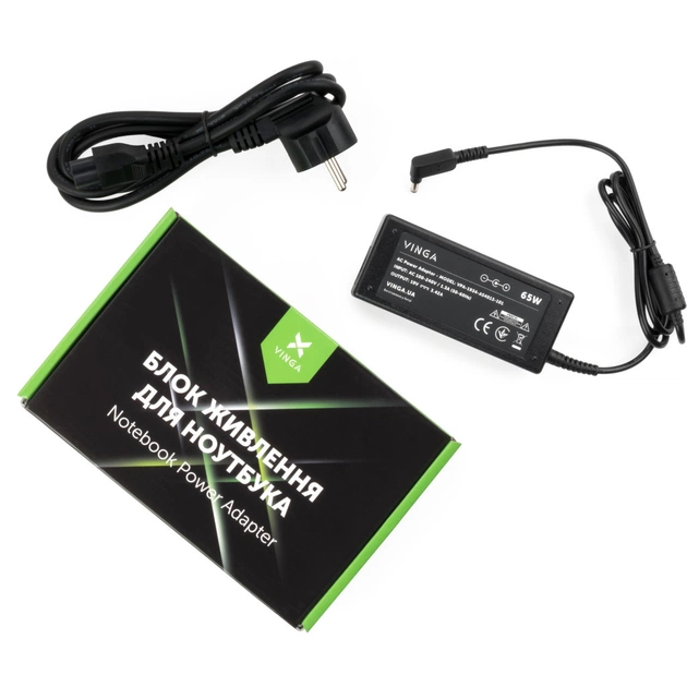 Блок живлення до ноутбуку Vinga ASUS 65W 19V 3,42A 4.0 *1.35 (VPA-1934-AS4013-101) - зображення 1