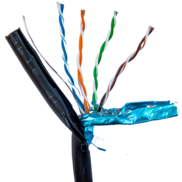 Кабель мережевий FTP 305м, cat.5e, CU, 4*2*0,51, PVC+PE, outdoor, black GEAR (GEC-FTPCUOUT051305) - зображення 1
