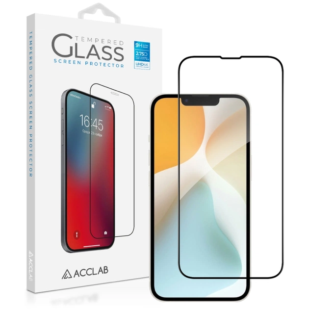 Стекло защитное ACCLAB Full Glue Apple iPhone 16E Black (1283126614279) - изображение 1