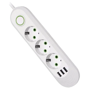 Мережевий фільтр живлення Voltronic F03U, 3роз EU, 3*USB White (F03U-White) зображення 1