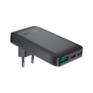 Зарядний пристрій Acefast 3xUSB 65W (2xUSB-C+USB-A) Gan A100 Fast Charger Ultra thin black (6974316283492) зображення 1