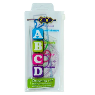 Лінійка ZiBi Комплект ABCD: лінійка 15см, 2 косинця, транспортир, прозорий (ZB.5684) зображення 1