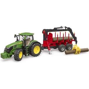 Спецтехніка Bruder трактор John Deere 7R 350 з причепом, краном та колодами (03154) изображение 1