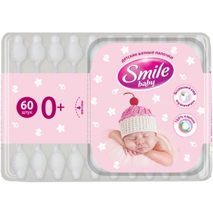 Ватні палички Smile baby для дітей з обмежувачем 60 шт (41264100) зображення 1