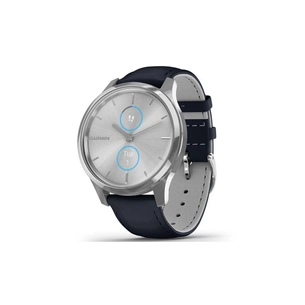 Смарт-годинник Garmin vivomove Luxe, S/E EU, Silver, Navy, Leather (010-02241-20) зображення 1
