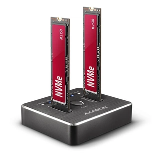 Док-станція для накопичувачів AXAGON SuperSpeed USB-C 10 Gbps dual M.2 NVMe (ADSA-M2C) зображення 1