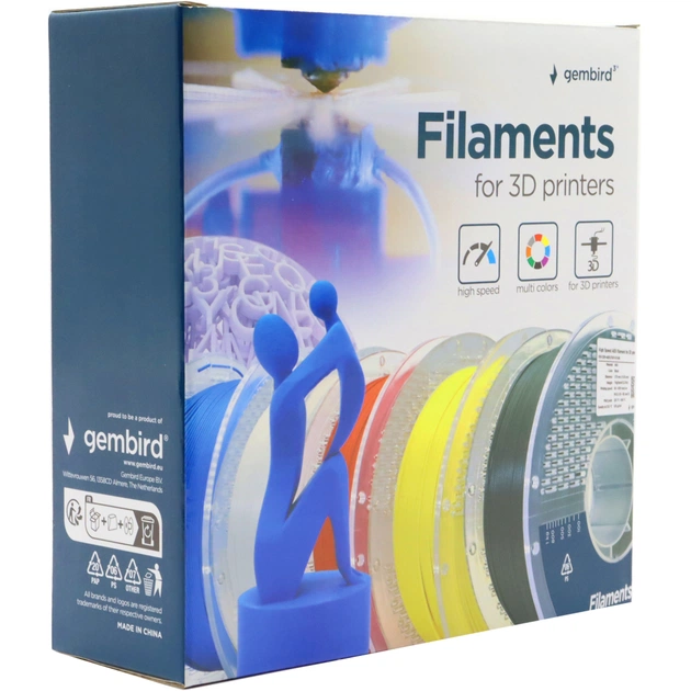 Пластик для 3D-принтера Gembird ABS High Speed, 1.75 мм, 1kg, black (3DP-ABS1.75HY-01-BK) - зображення 3