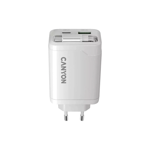 Зарядний пристрій Canyon 1xUSB-C PD65W + 1xUSB QC3.0 + cable USB-C to USB-C white (CNS-CURC65ACW) - picture 4