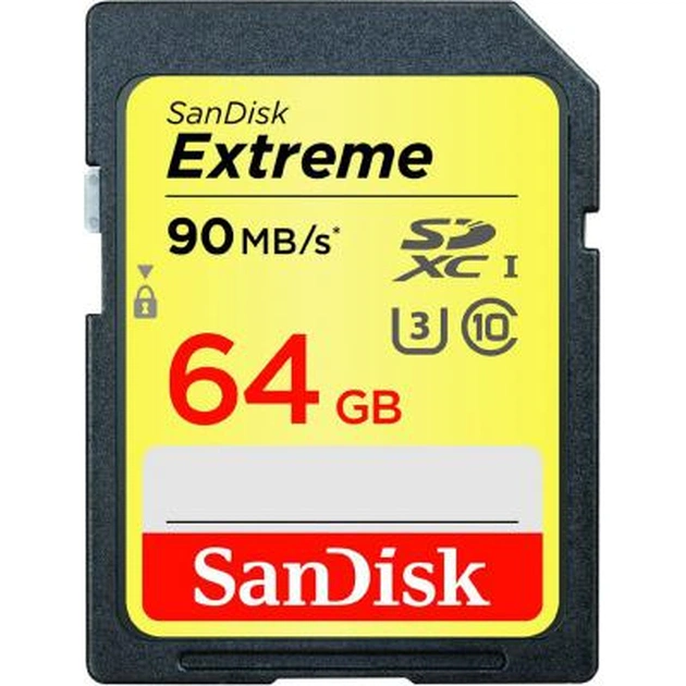 Карта пам'яті SanDisk Extreme SDXC 64GB Class 10 UHS-I U3 (SDSDXNE-064G-GNCIN) - изображение 1