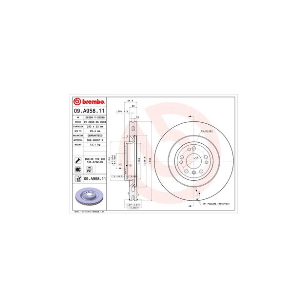 Тормозной диск Brembo 09.A958.11 - изображение 1