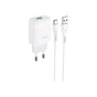 Зарядний пристрій HOCO C72Q Glorious USB QC3.0 + cable USB to USB-C 18W White (6931474732552) - зменшене зображення 2