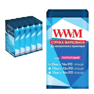 Стрічка до принтерів 13мм х 16м STD к. Purple*5шт WWM (R13.16SP5) зображення 1