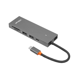 Концентратор HiSmart USB-C to 2xUSB 3.0 + 2xUSB-C + SD + TF + HDMI 4K60Hz gray (CA913459) зображення 1