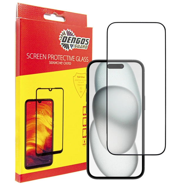 Скло захисне Dengos Full Glue iPhone 15 Pro (black) (TGFG-320) - зображення 1
