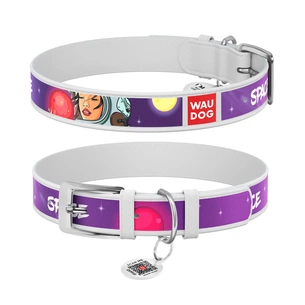 Нашийник для тварин WAUDOG Design з QR паспортом "Більше космосу" L Ш 25 мм Д 37-48 см білий (0025-0126-15) зображення 1