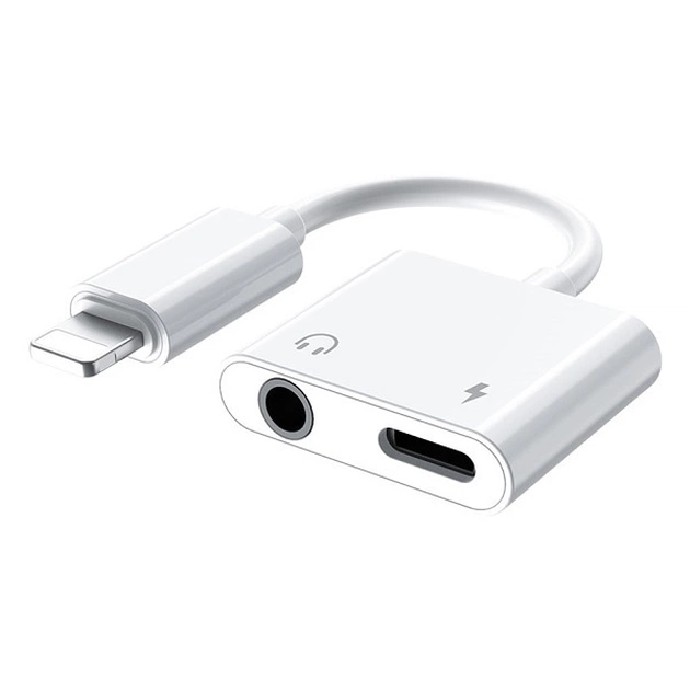 Адаптер Remax RL-LA07 Concise 2-in-1 Lightning - Lightning + 3.5 мм (M/F), White (6972174150536) - зображення 1