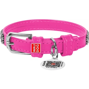 Нашийник для тварин WAUDOG Glamour з QR-паспортом "Стрази" XS Ш 12 мм рожевий (33087) зображення 1