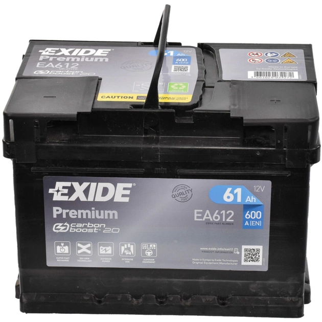 Аккумулятор автомобильный EXIDE PREMIUM 61A (EA612) - изображение 1