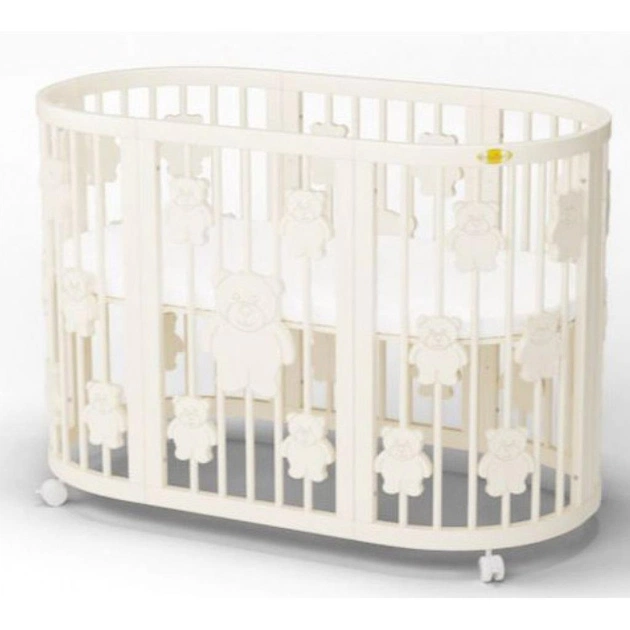 Ліжечко Ingvart SMART BED ROUND з ведмедиками молочний (1369001) - зображення 1