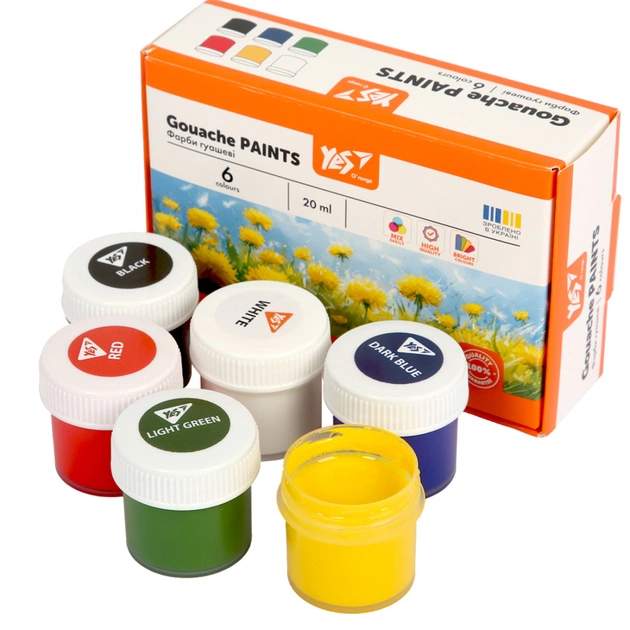 Гуашеві фарби Yes Orange Line 6 кольорів по 20 мл (230430) - picture 3
