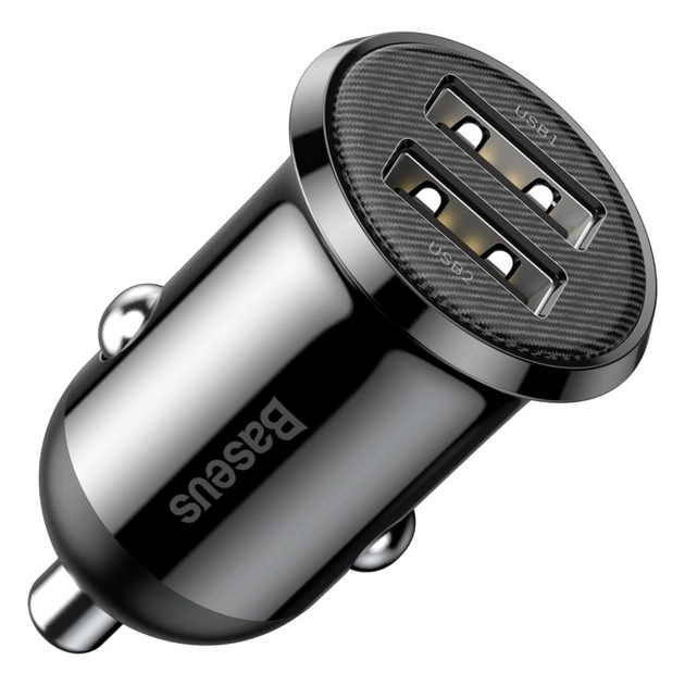 Зарядное устройство Baseus Grain Pro Car Charger (Dual USB 4.8A ) USB Black (CCALLP-01) - изображение 1