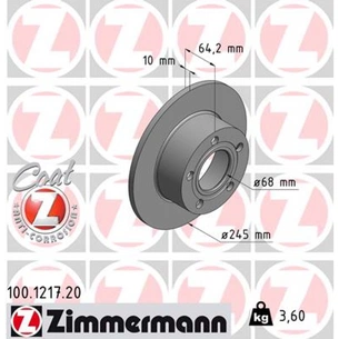 Гальмівний диск ZIMMERMANN 100.1217.20 зображення 1