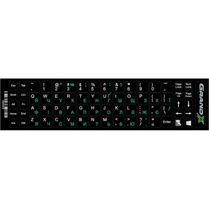 Наклейка на клавіатуру Grand-X 68 keys UA green, Latin white (GXDGUA) зображення 1