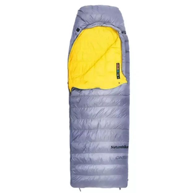 Спальний мішок Naturehike з натуральним пухом CW700 CNK2450WS048, M, жовто-сірий (6927595788127) - зображення 1