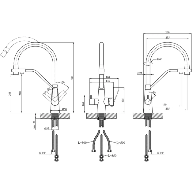 Змішувач Kroner Klassisch-ESG03817BLK (CV027936) - picture 9