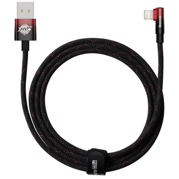 Кабель Baseus MVP 2 USB - Lightning (M/M), 2.4A, 2 м Black/Red (CAVP000120) - изображение 1