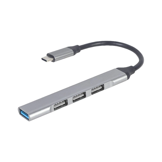Концентратор Gembird USB-C to 1xUSB 3.1 + 3xUSB 2.0 silver (UHB-CM-U3P1U2P3-03) - изображение 1