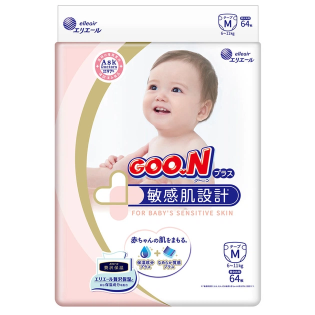 Підгузки GOO.N Plus для дітей 6-11 кг M унісекс, на ліпучках 64 шт (843335) - изображение 1