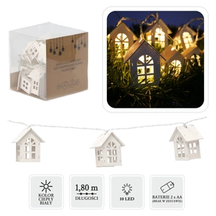 Гірлянда Chomik Будиночки, 10 LED теплий білий, IP20, 2хАА (5900779854222) зображення 1