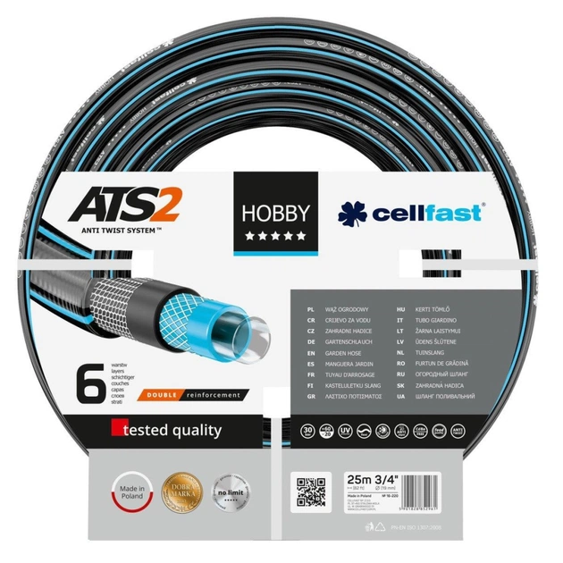 Шланг для поливу Cellfast HOBBY ATS, 3/4', 25м, 6 шарів, до 30 Бар, -20…+60°C (16-220) - picture 1