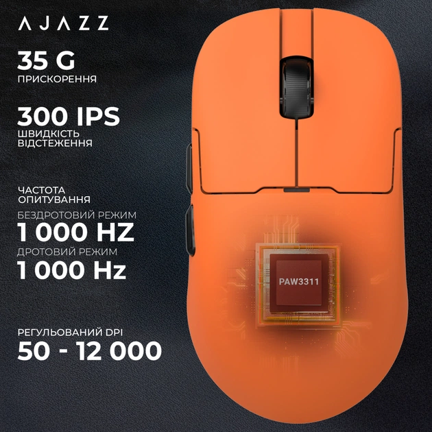 Мишка Ajazz AJ159P MC Wireless/Bluetooth/USB Charging Dock Orange (AJ159P-MC-Orange) - picture 12