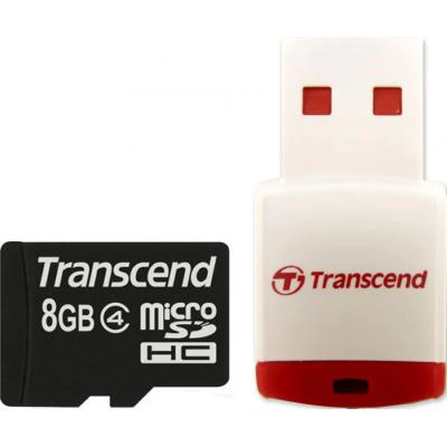 Карта пам'яті Transcend 8Gb microSDHC class 4 (TS8GUSDHC4-P3) - изображение 1