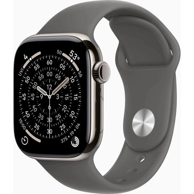 Смарт-годинник Apple Watch Series 11 GPS + Cellular 42mm Natural Titanium Case with Stone Grey Sport Band - S/M (MF8M4RK/A) - зображення 1