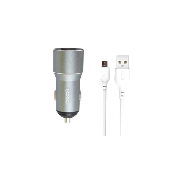 Зарядное устройство XO TZ09 2.4A/2 USB + cable microUSB Grey (XO-TZ09M-GR) - изображение 1