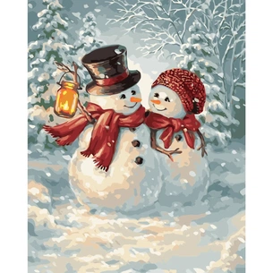 Картина по номерам Strateg Добрі сніговики 40х50 см (VA-1480) зображення 1