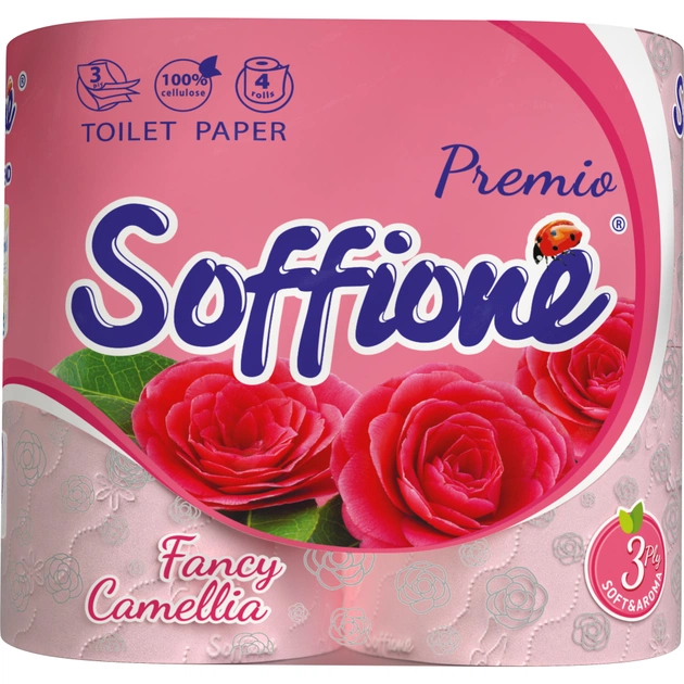 Туалетний папір Soffione Premio Fancy Camellia 3 шари 4 рулони (4820003836033) - изображение 1