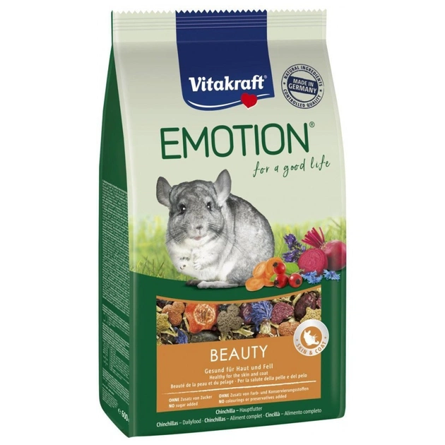 Корм для гризунів Vitakraft Emotion Beauty Selection для шиншил для шкіри та шерсті 600 г (4008239337580) - picture 1